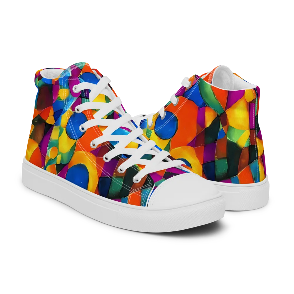 Galactic Jigsaw on Men's High Top Canvas Shoes — Right