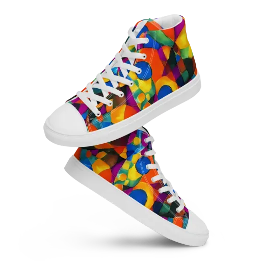Galactic Jigsaw on a Men's High Top Canvas Shoes