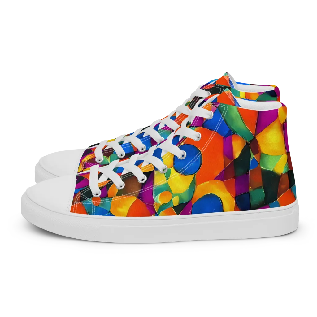 Galactic Jigsaw on Women's High Top Canvas Shoes — Left