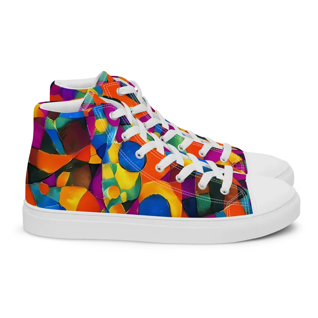Galactic Jigsaw on Women's High Top Canvas Shoes — Right