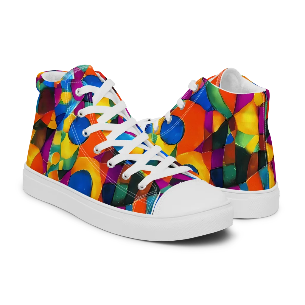 Galactic Jigsaw on Women's High Top Canvas Shoes — Right