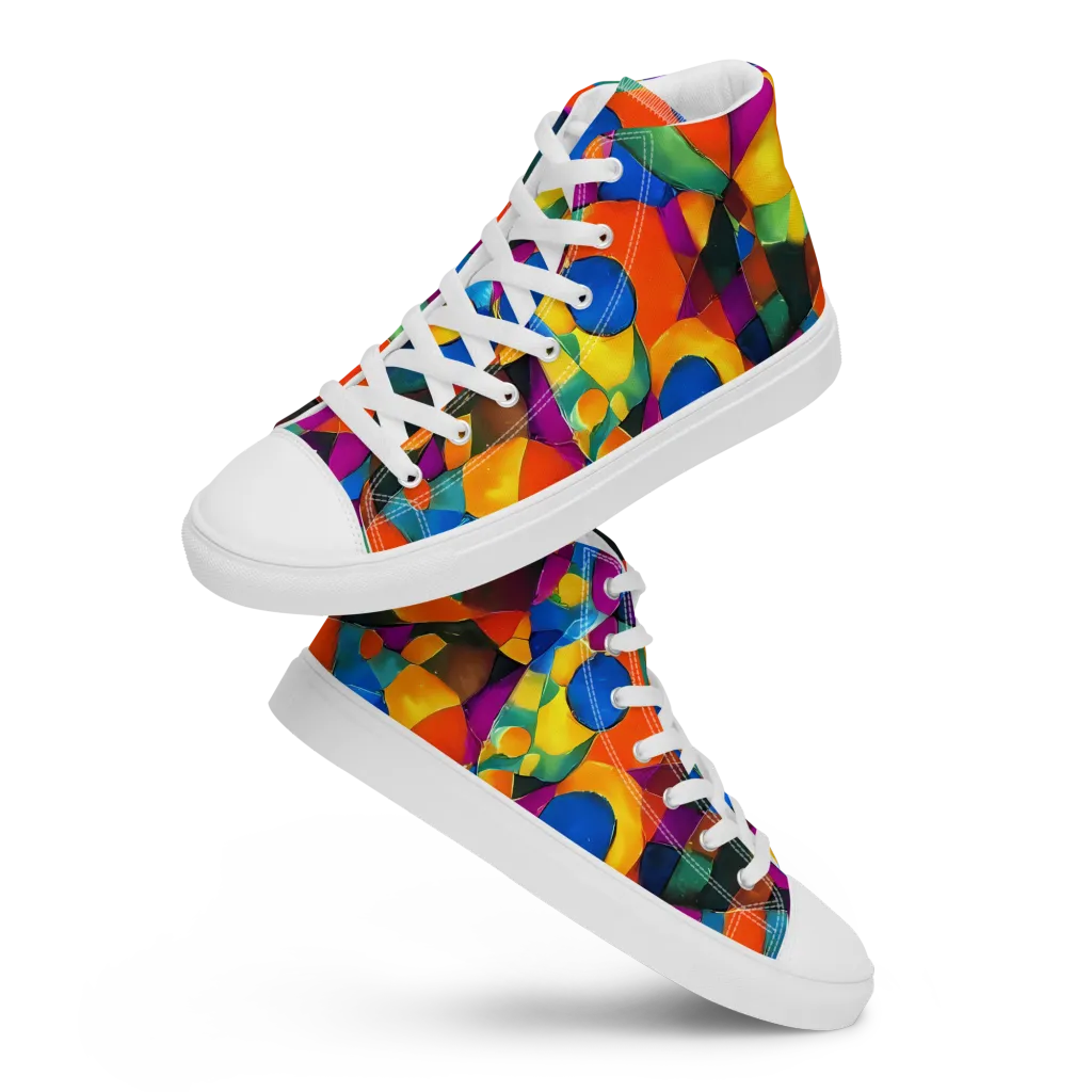 Galactic Jigsaw on Women's High Top Canvas Shoes — Front