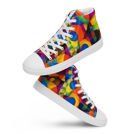 Galactic Jigsaw on a Women's High Top Canvas Shoes