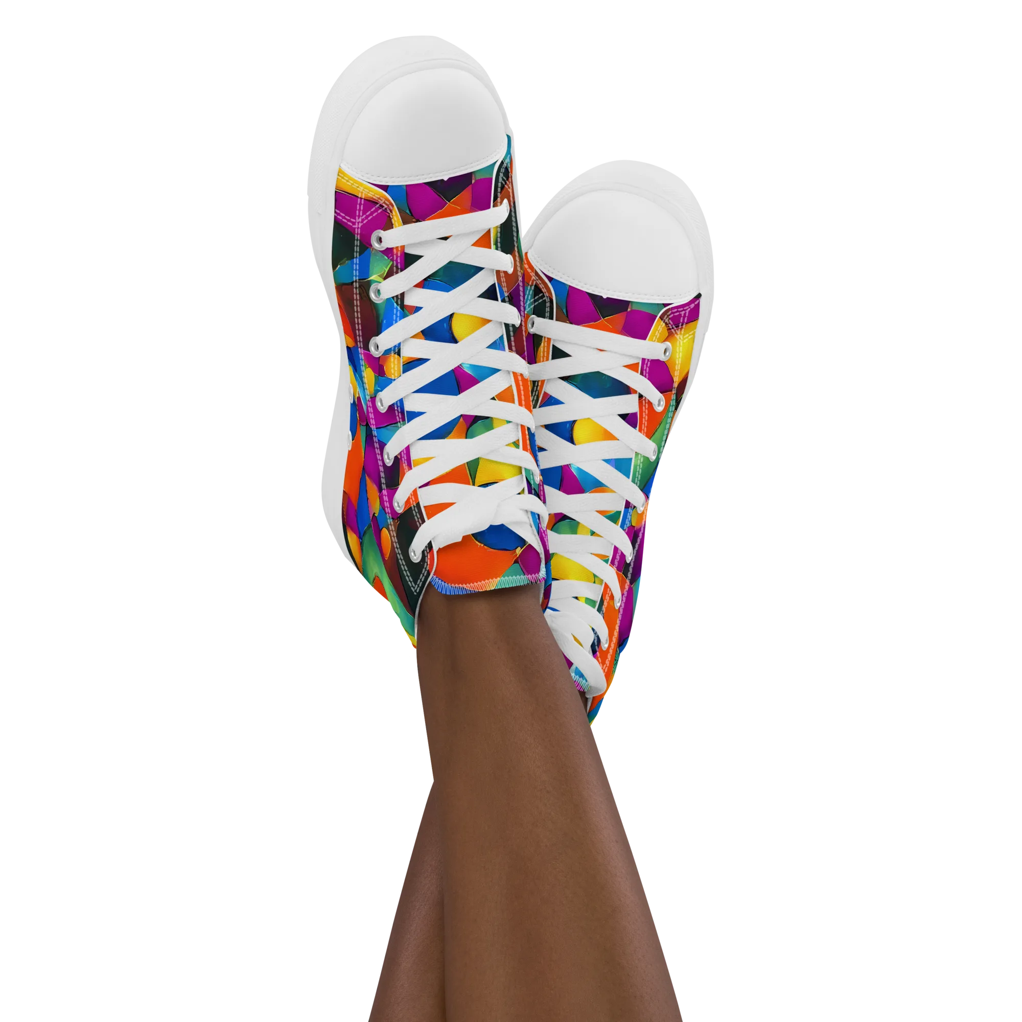 Galactic Jigsaw on Women's High Top Canvas Shoes — Front