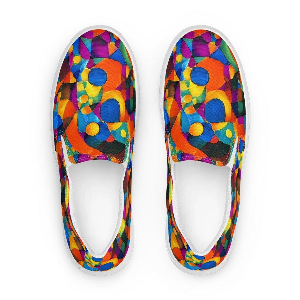 Galactic Jigsaw on Men's Slip-On Canvas Shoes — Front