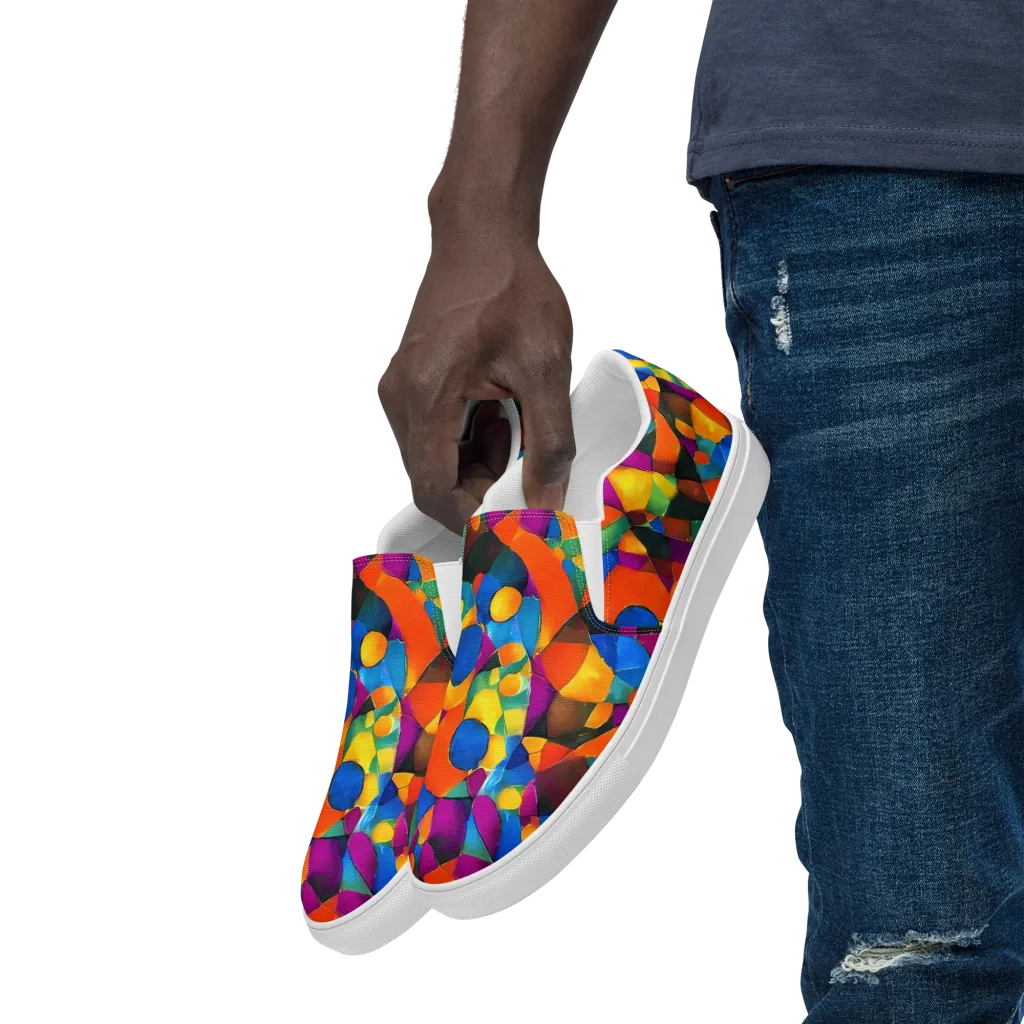 Galactic Jigsaw on Men's Slip-On Canvas Shoes — Left Front