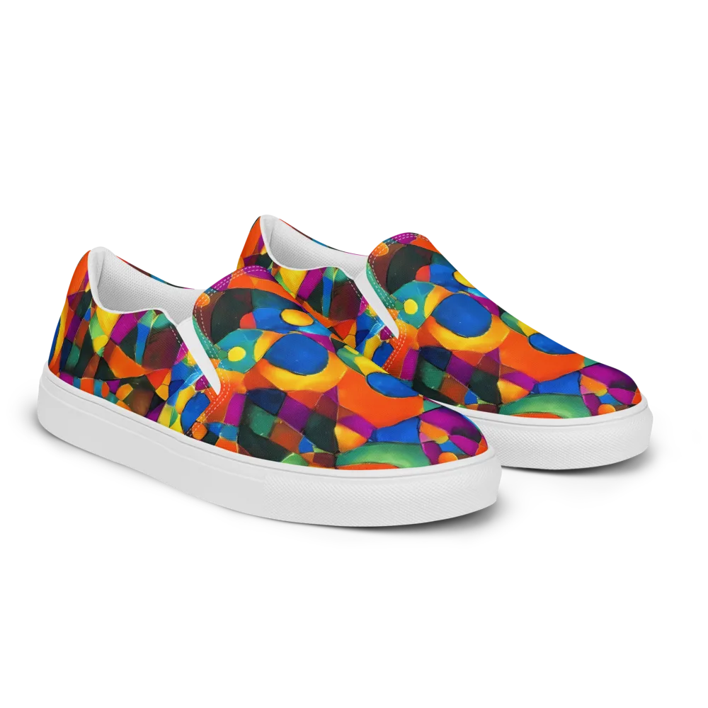 Galactic Jigsaw on Women's Slip-On Canvas Shoes — Right Front