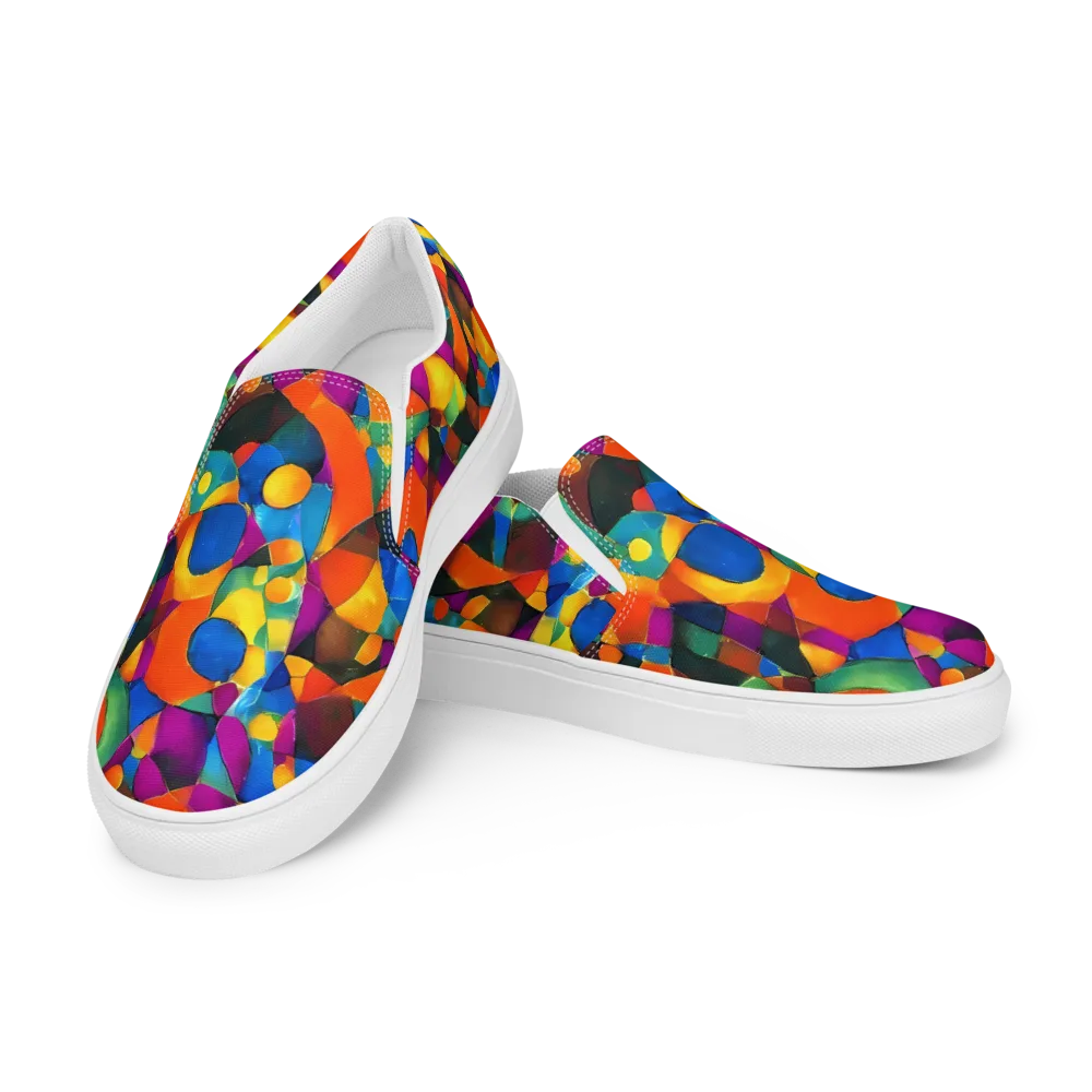 Galactic Jigsaw on Women's Slip-On Canvas Shoes — Left Front
