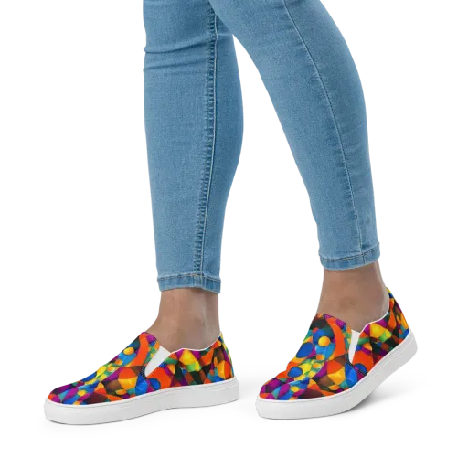Galactic Jigsaw on a Women's Slip-On Canvas Shoes
