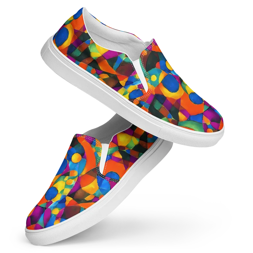 Galactic Jigsaw on Women's Slip-On Canvas Shoes — Front