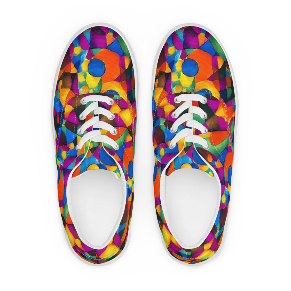 Galactic Jigsaw on Men's Lace-Up Canvas Shoes — Front