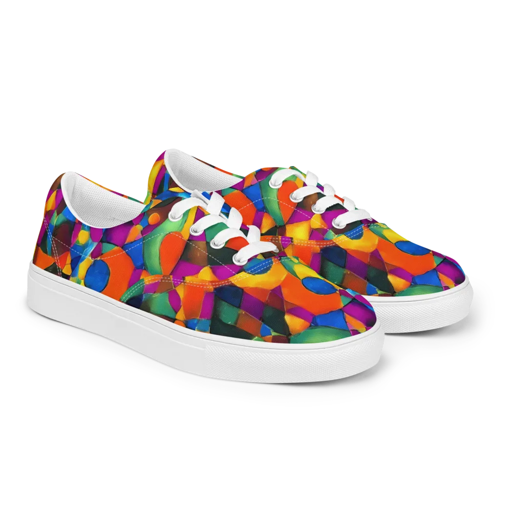 Galactic Jigsaw on Men's Lace-Up Canvas Shoes — Right Front