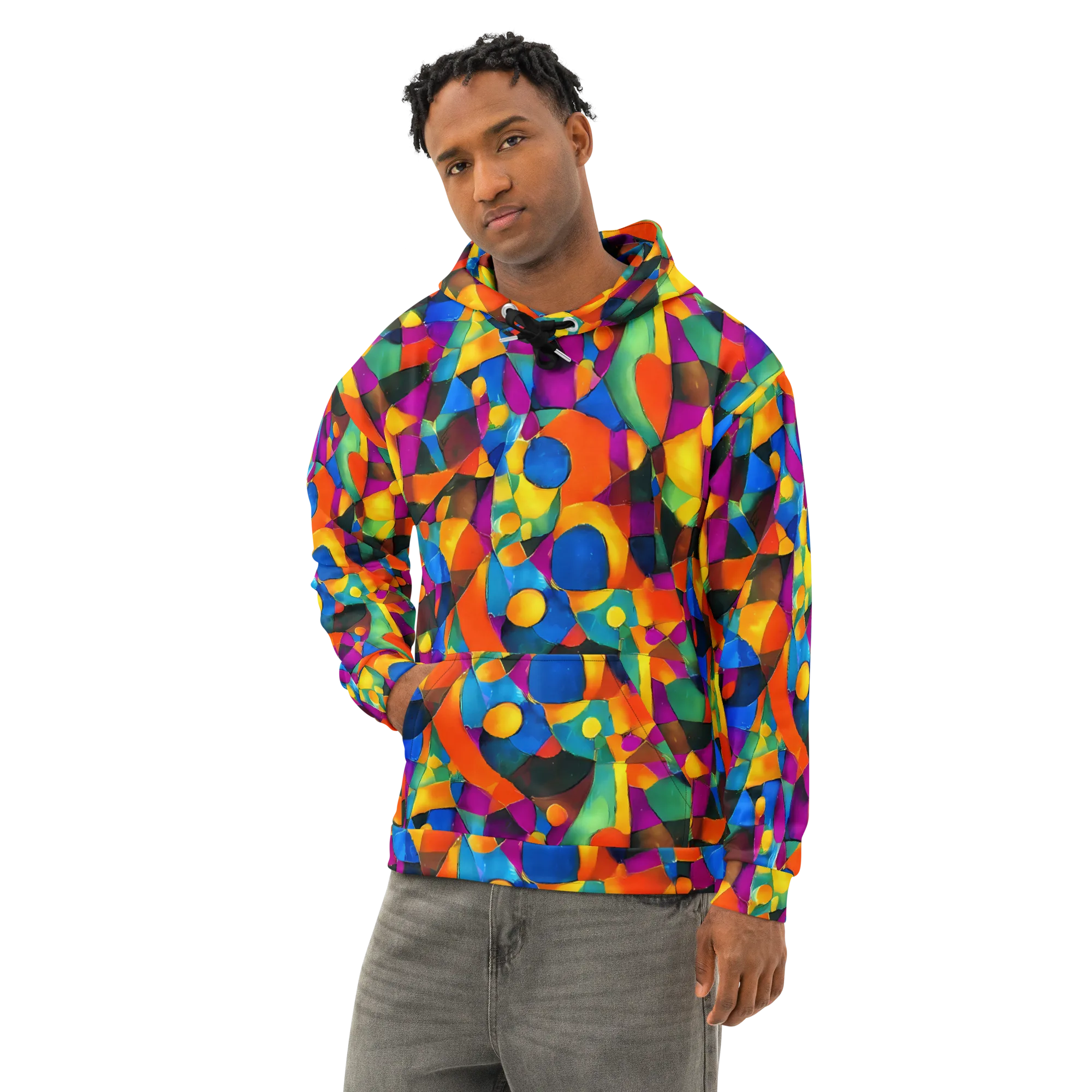 Galactic Jigsaw on Cotton Hoodie — Left Front