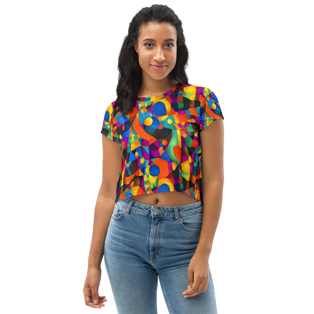 Galactic Jigsaw on Crop Tee — Front