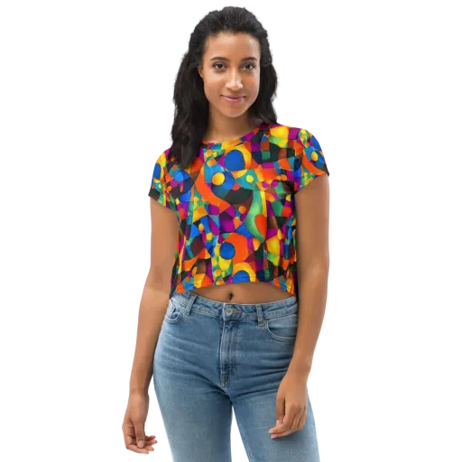 Galactic Jigsaw on a Crop Tee