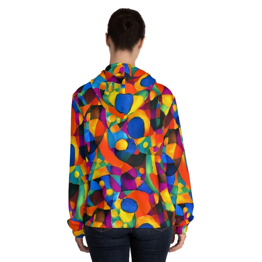 Galactic Jigsaw on Women's Full-Zip Hoodie — Back On Person