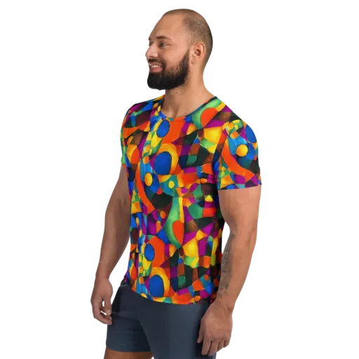 Galactic Jigsaw on a Men's Athletic T-Shirt