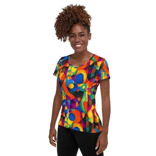 Galactic Jigsaw on a Women's Athletic T-Shirt