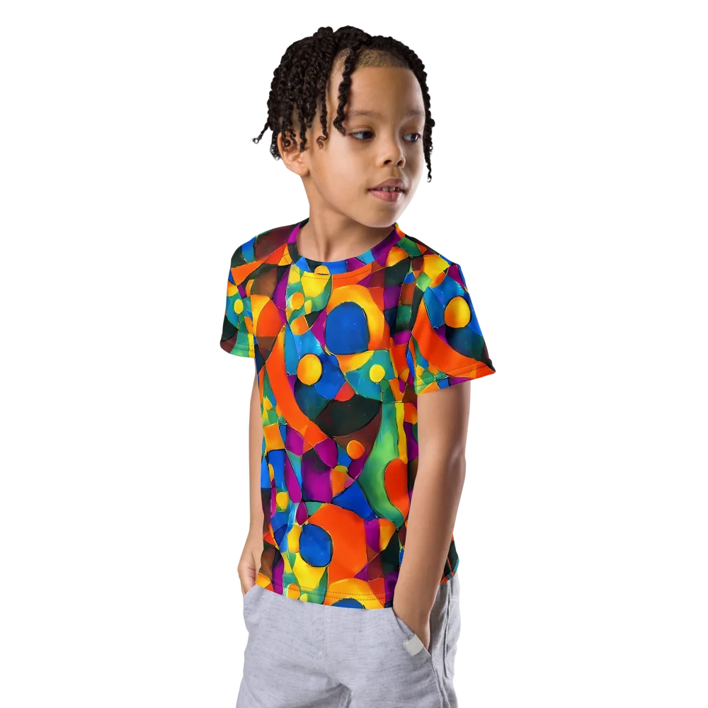 Galactic Jigsaw on Kids Crew Neck T-Shirt — Left Front