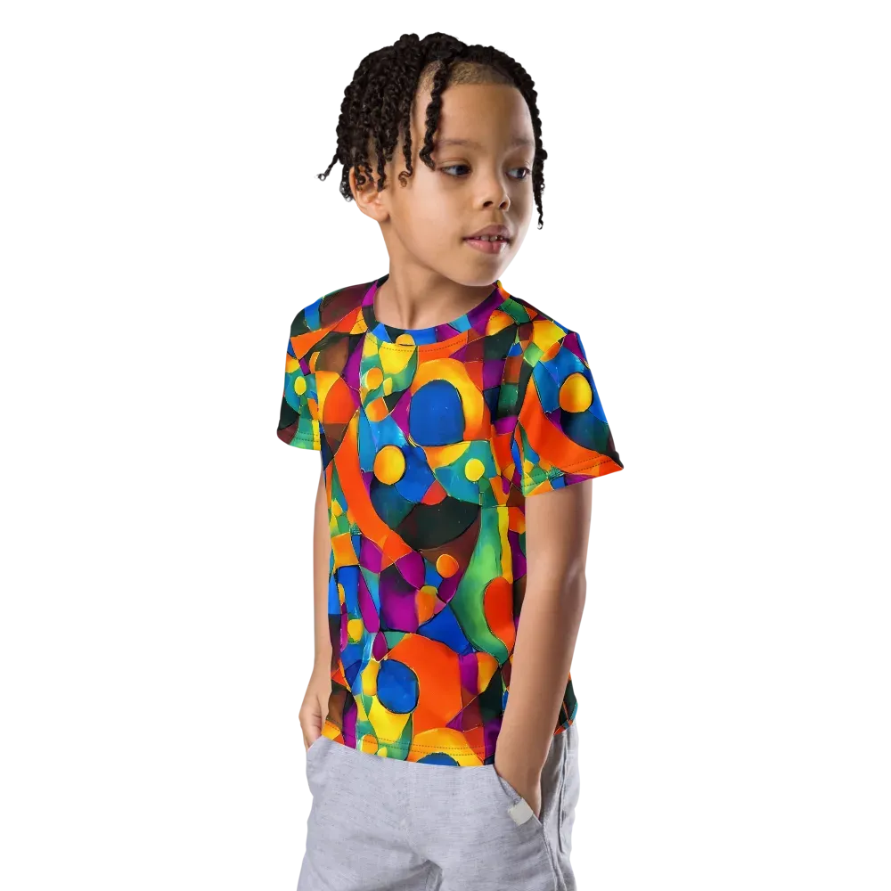 Galactic Jigsaw on Kids Crew Neck T-Shirt — Left Front