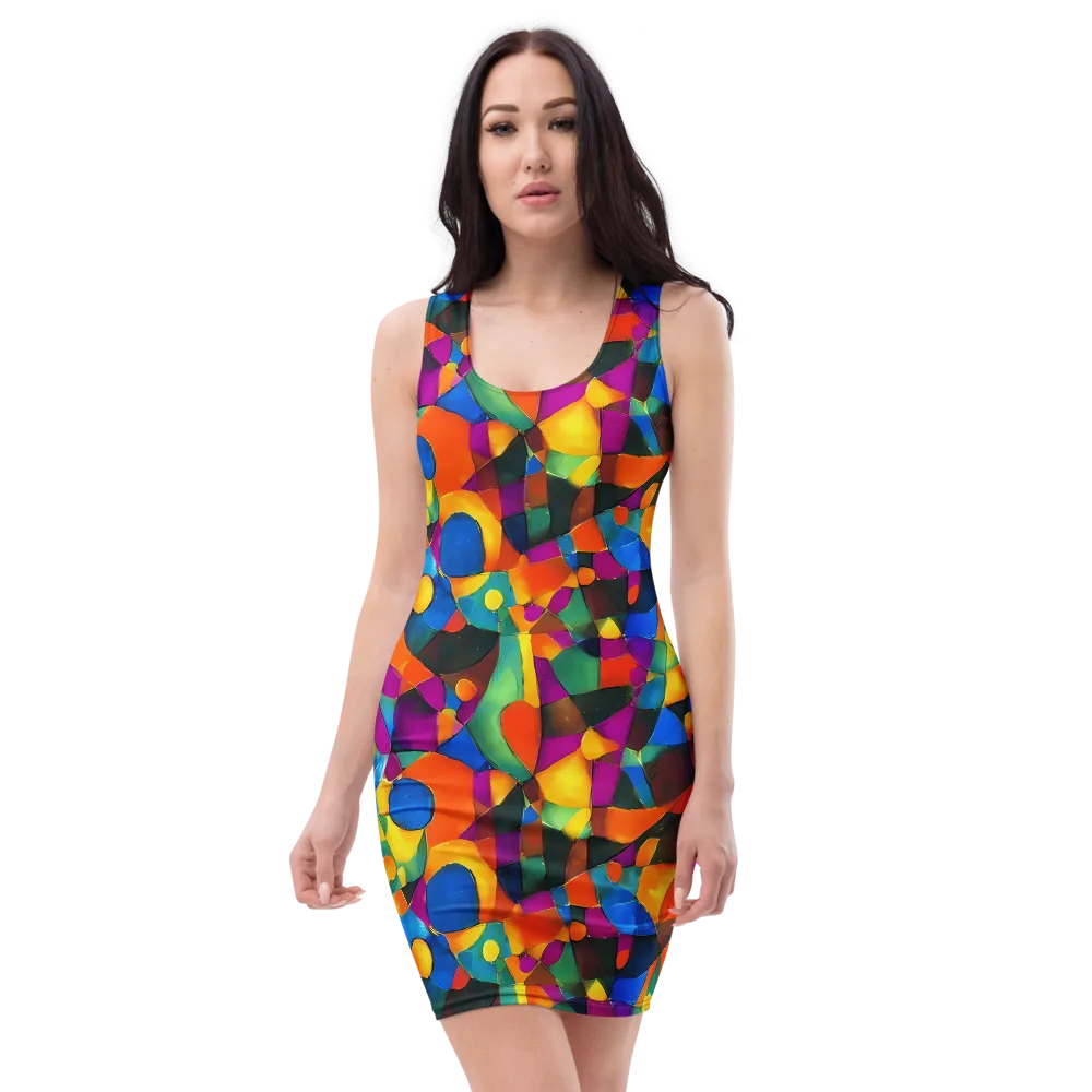 Galactic Jigsaw on Bodycon Dress — Front