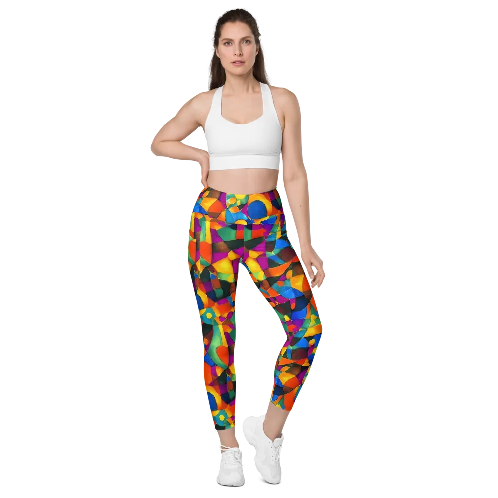 Galactic Jigsaw on Leggings with Pockets — Front