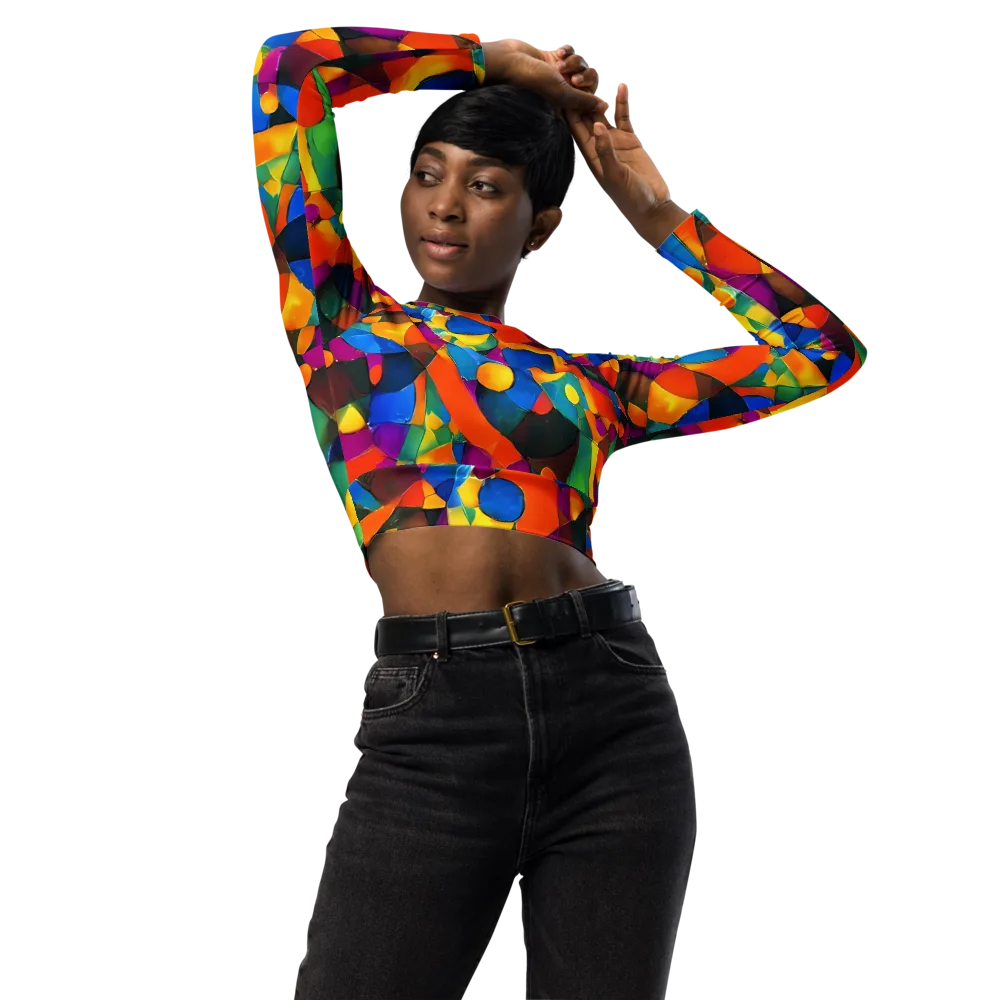 Galactic Jigsaw on Long Sleeve Crop Top — Front