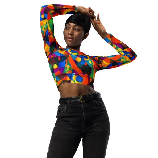 Galactic Jigsaw on a Long Sleeve Crop Top