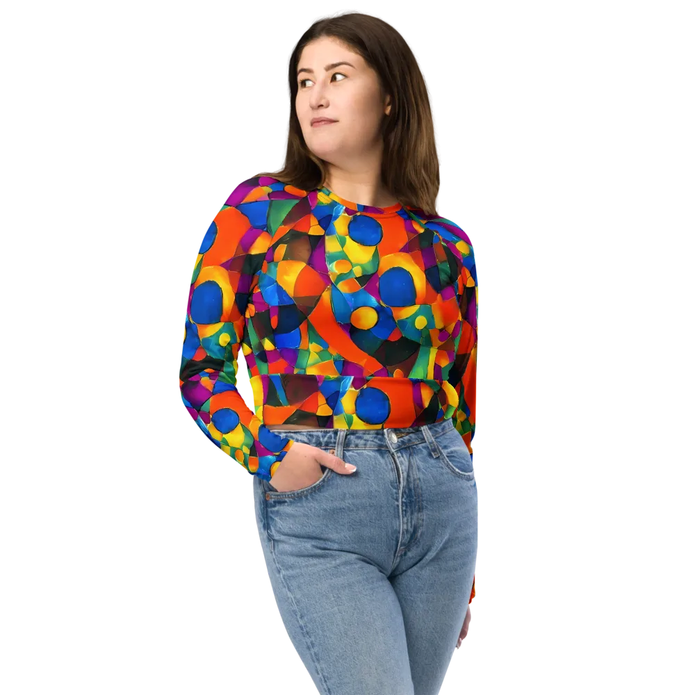 Galactic Jigsaw on Long Sleeve Crop Top — Front