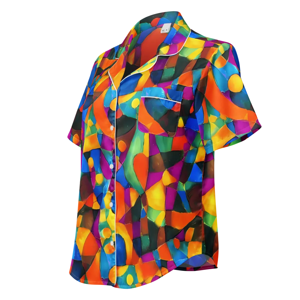 Galactic Jigsaw on Women's Short Sleeve Pajama Top — Left Front