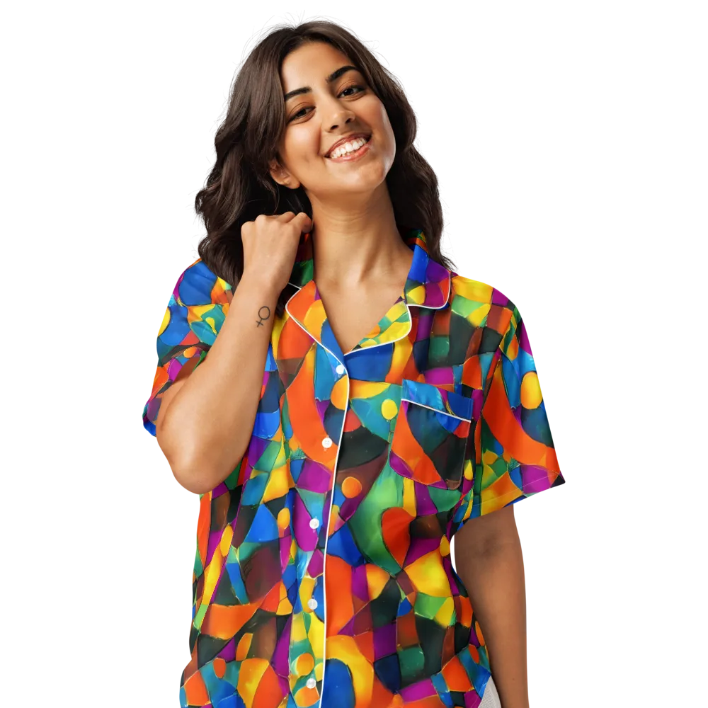Galactic Jigsaw on Women's Short Sleeve Pajama Top — Front