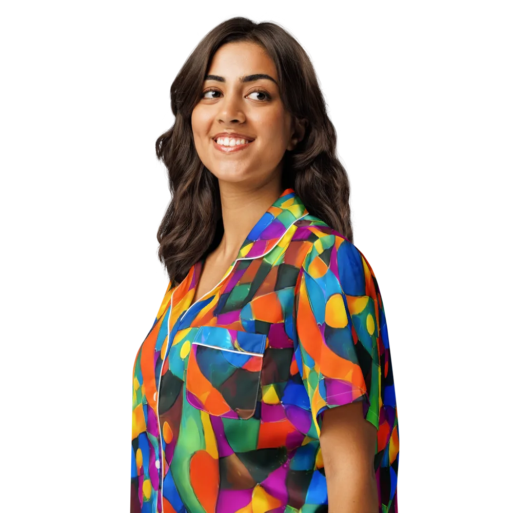 Galactic Jigsaw on Women's Short Sleeve Pajama Top — Left Front
