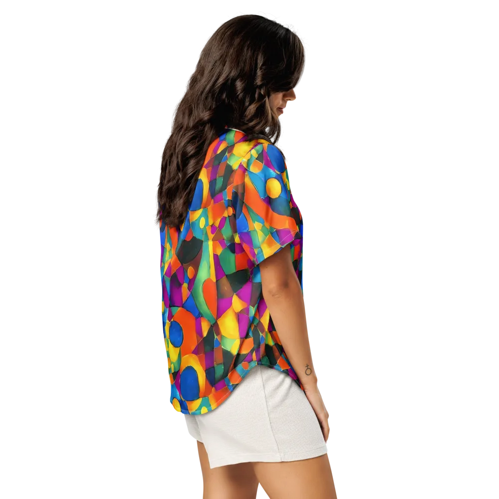 Galactic Jigsaw on Women's Short Sleeve Pajama Top — Right Back