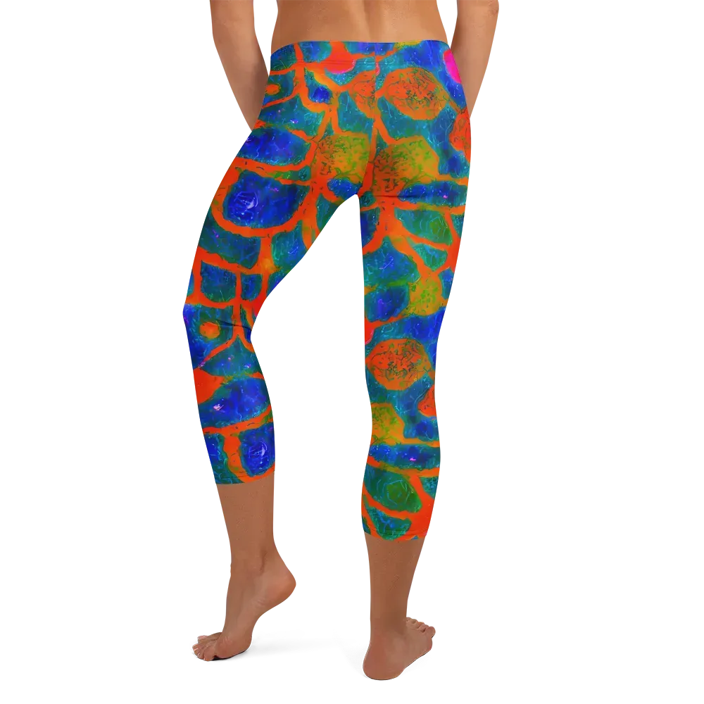 Vibrant Mosaic on Capri Leggings — Back