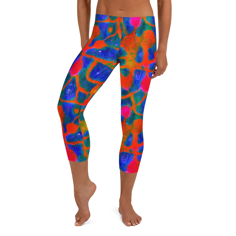 Vibrant Mosaic on Capri Leggings — Front
