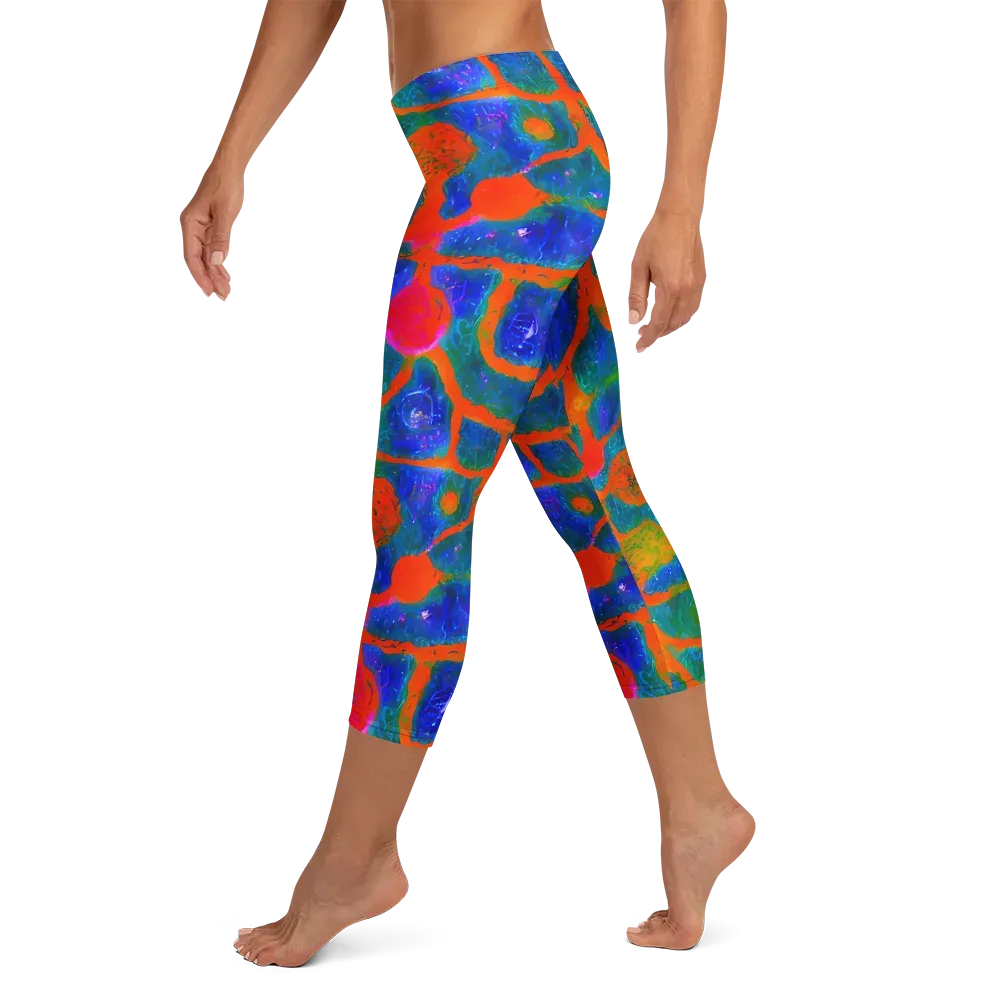 Vibrant Mosaic on Capri Leggings — Left