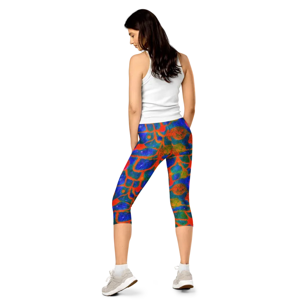 Vibrant Mosaic on Capri Leggings — Back