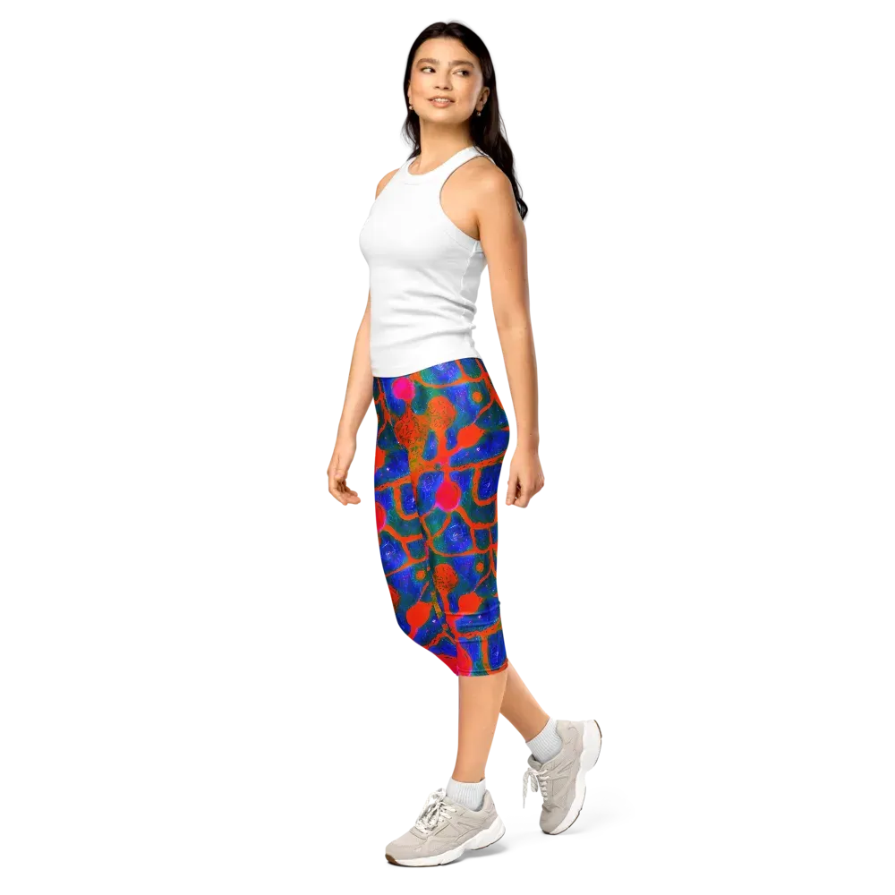 Vibrant Mosaic on Capri Leggings — Left Front