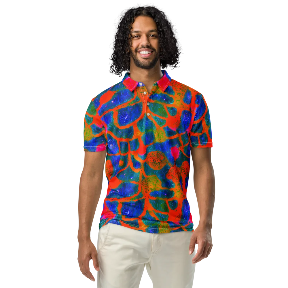 Vibrant Mosaic on Men's Slim Fit Polo Shirt — Front