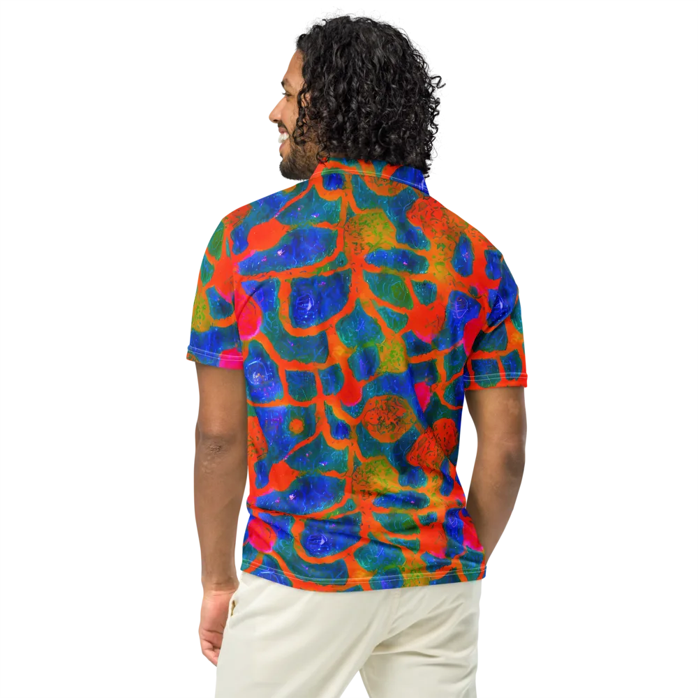 Vibrant Mosaic on Men's Slim Fit Polo Shirt — Back