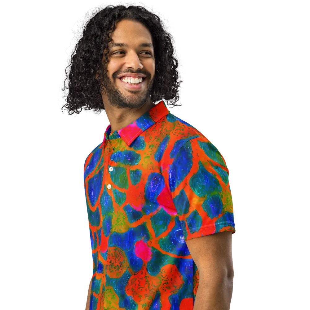 Vibrant Mosaic on Men's Slim Fit Polo Shirt — Left Front
