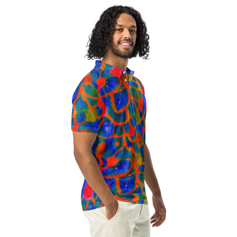 Vibrant Mosaic on Men's Slim Fit Polo Shirt — Right Front