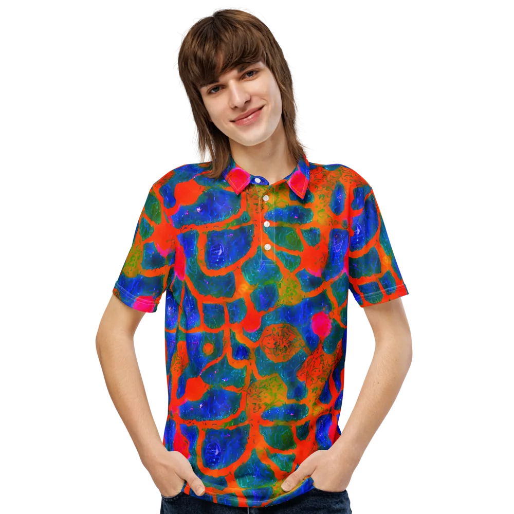 Vibrant Mosaic on Men's Slim Fit Polo Shirt — Front