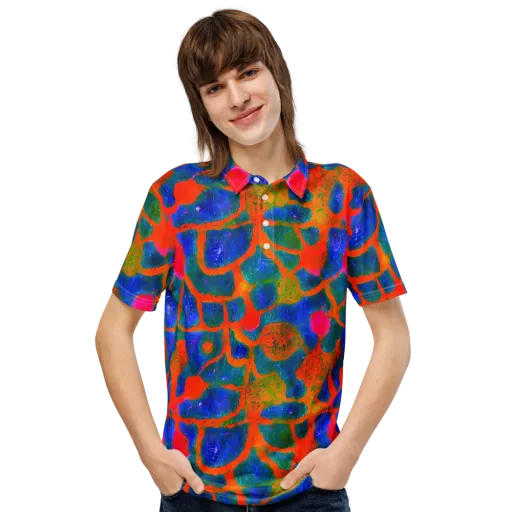 Vibrant Mosaic on a Men's Slim Fit Polo Shirt