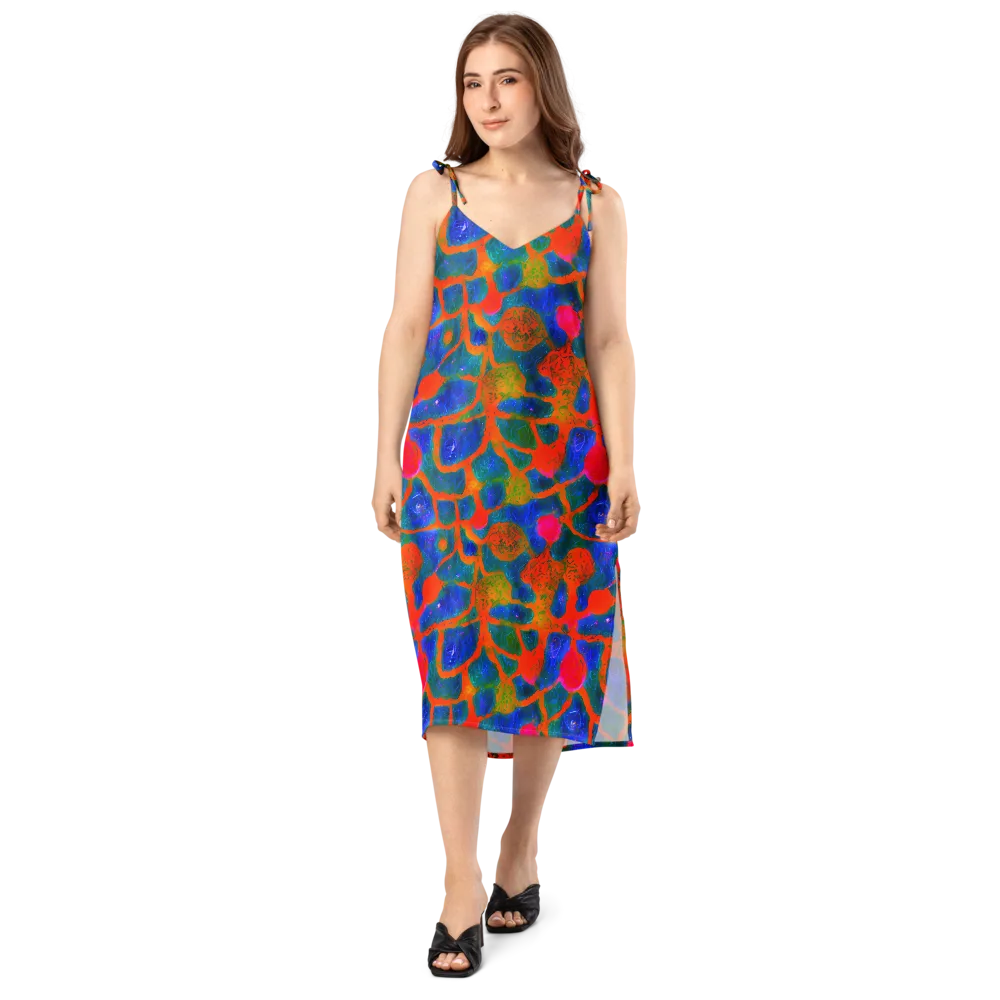 Vibrant Mosaic on Slip Dress — Front