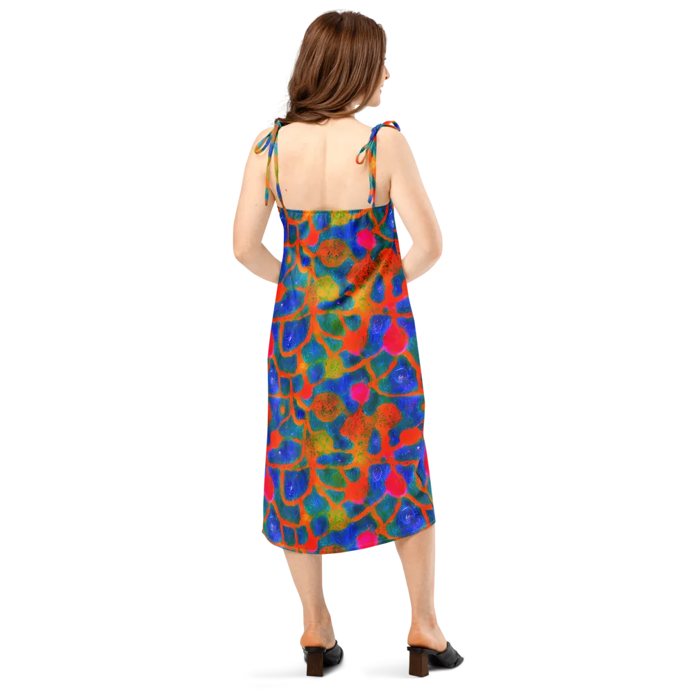 Vibrant Mosaic on Slip Dress — Back