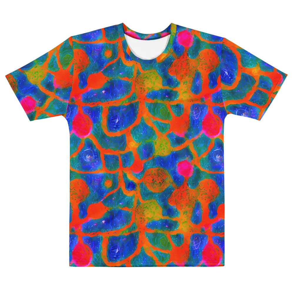 Vibrant Mosaic on Men's Cotton Crew Neck T-Shirt — Front