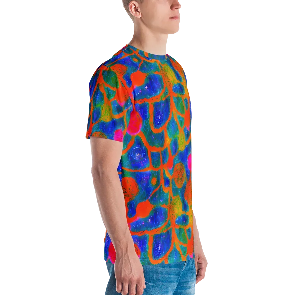 Vibrant Mosaic on Men's Crew Neck T-Shirt — Right