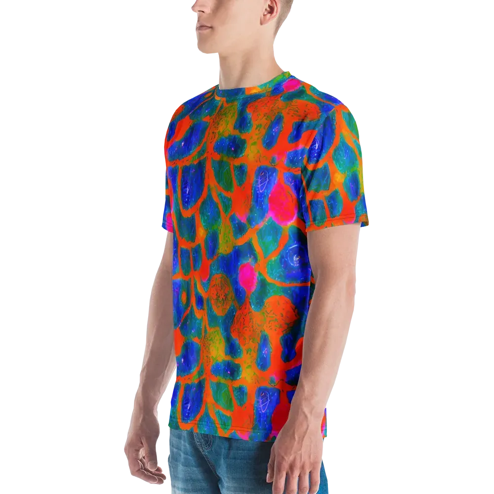 Vibrant Mosaic on Men's Crew Neck T-Shirt — Left