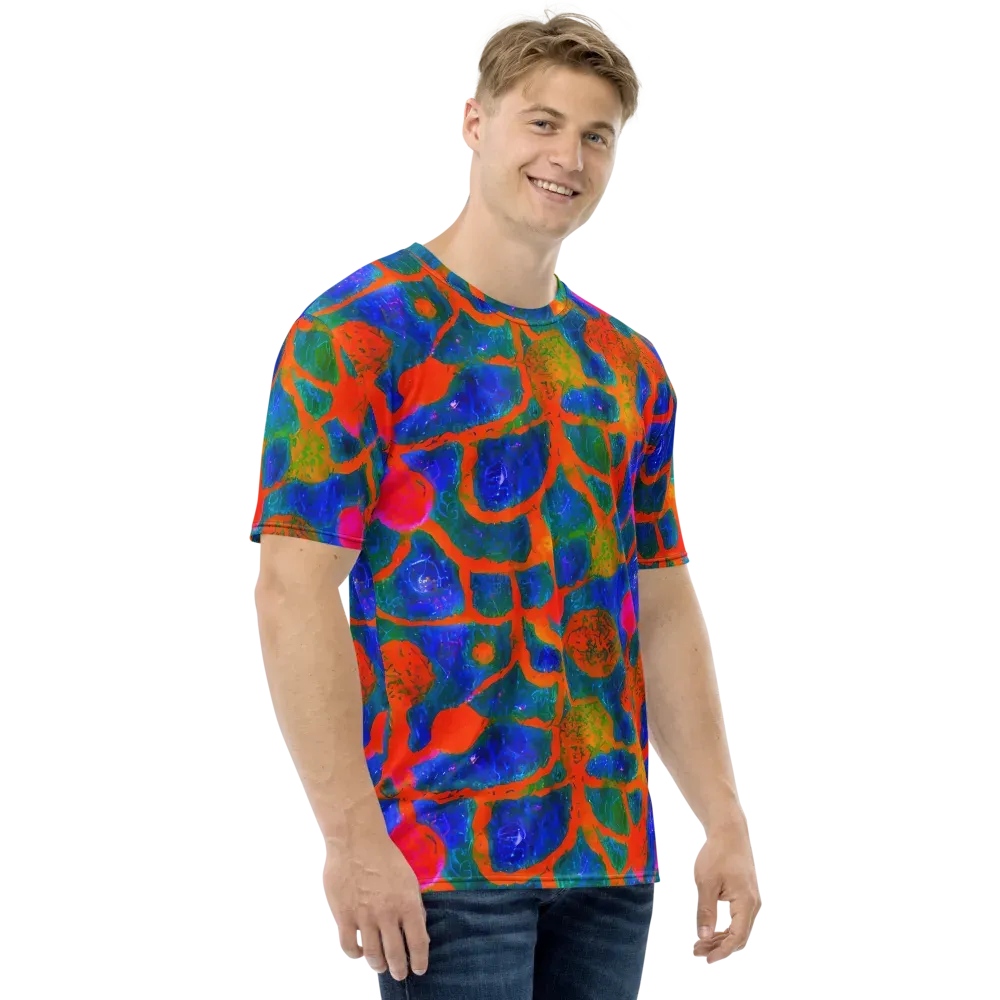 Vibrant Mosaic on Men's Crew Neck T-Shirt — Right